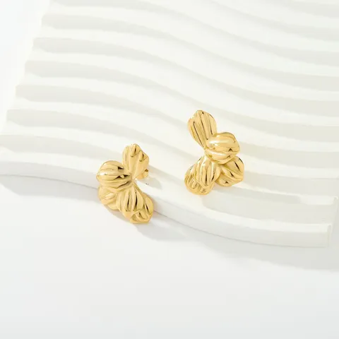 Pendientes Geométricos Irregulares de Acero Inoxidable Chapado en Oro de 18K Minimalistas para Mujer Pendientes de Botón Texturizados