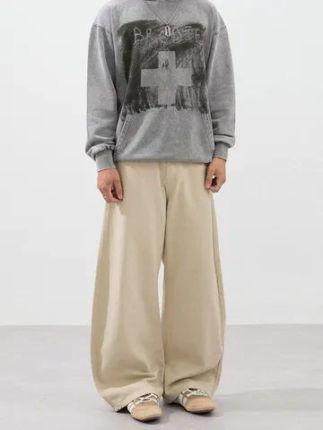 Amerikaanse Stijl Losse Wijde Pijpen Gebogen Broek voor Heren Dames Casual Rechte Broek Effen Kleur High Street