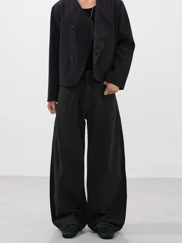 Amerikaanse Stijl Losse Wijde Pijpen Gebogen Broek voor Heren Dames Casual Rechte Broek Effen Kleur High Street