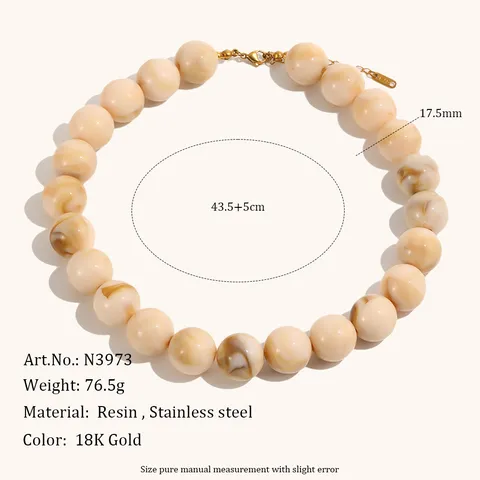 Collana di Perline in Acciaio Inossidabile Retrò Colorata Acrilico Fatta a Mano Perline Tonde Catena di Estensione per Uomo Donna Vacanza Regalo