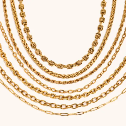 Collana a Catena a Torsione in Acciaio Inossidabile Placcato Oro per Donna Collana Geometrica a Maglie O-Chain Paperclip Gioielli Quotidiani