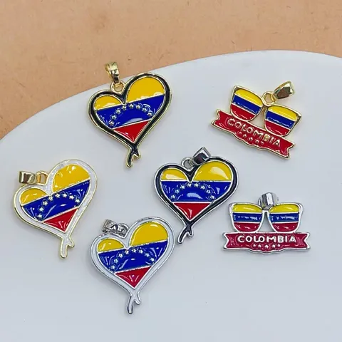 Fashion Copper Gold Plated Enamel National Flag Heart Sunglasses Pendant Costume Jewelry Necklace Charm For Travel Women Men