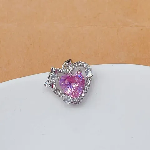 Ciondolo a Cuore in Zirconia per Creazione Gioielli Fai da Te Accessori in Rame con Strass Intarsiati Fiocco per Collana Bracciale Donna
