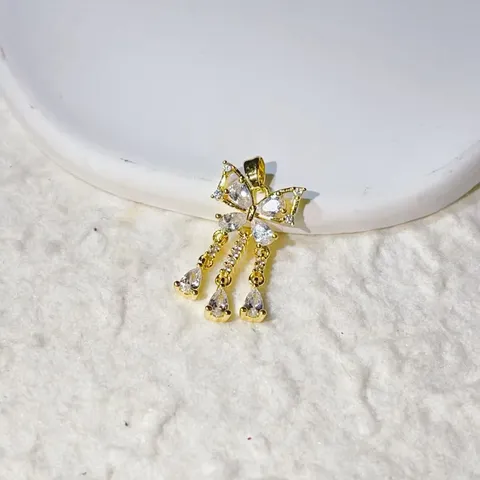 18K Gold Plated Butterfly Tassel Pendant Copper Zirconia Micro Inlaid Water Drop Charms For DIY Necklace Jewelry Making