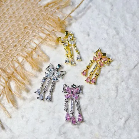 18K Gold Plated Butterfly Tassel Pendant Copper Zirconia Micro Inlaid Water Drop Charms For DIY Necklace Jewelry Making