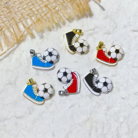 Sports Soccer High-Top Sneaker Enamel Zirconia Pendant Charm For DIY Necklace Bracelet Jewelry Making Accessories