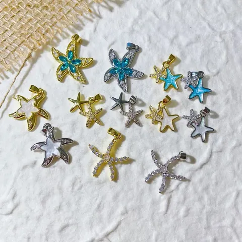 Brass Rhinestone Heart Star Sea Star Charms Exquisite Individual Minimalist DIY Jewelry Making Pendant Accessories For Women
