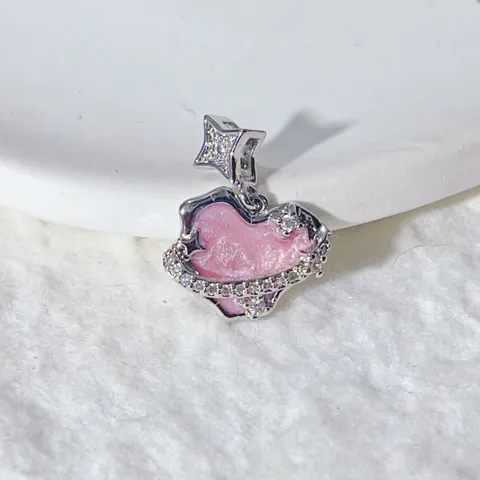 Copper Gold-Plated Zirconia Heart Charm DIY Jewelry Making Pendant Heart Shape Pink Peach Heart Locket For Bracelet Necklace Accessories
