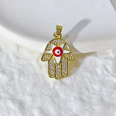 Ciondoli Moda Malocchio Mano Di Fatima Cuore Per Creazione Gioielli Pendenti In Rame Placcato Oro Con Strass Accessori Fai Da Te Bracciale Collana