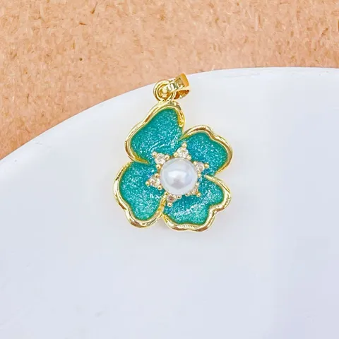 Nischen Design Blume Halskette Anhänger Für Damen Kupfer Zirkonia Charm Eleganter Künstliche Perle Floral Eingelegt Anhänger Zubehör