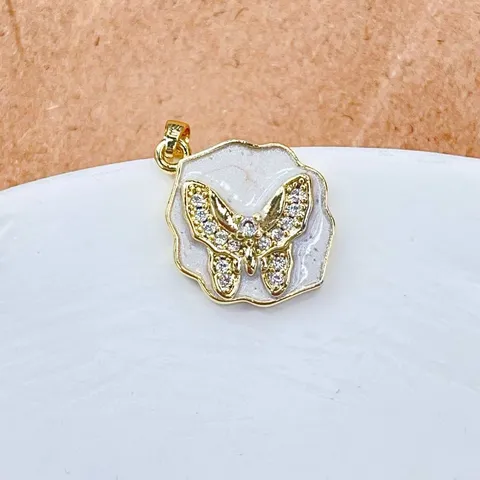 Damen Kupfer 18K Vergoldet Schmetterling Anhänger Ohne Kette Mikro-Eingelegt Strass Emaille Schmetterling Charm Für Halskette DIY Schmuckherstellung