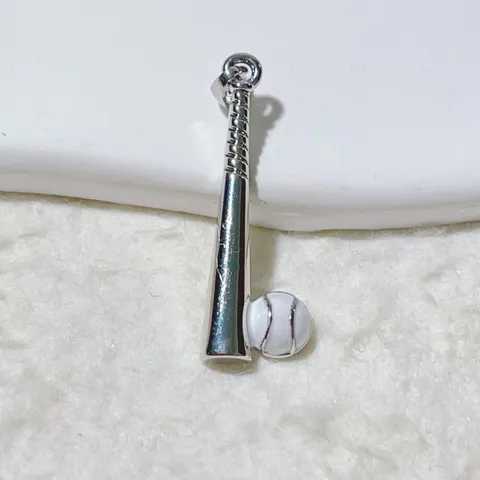 Sporty Copper Baseball Bat Pendant Rhinestone Gold Silver Plated Enamel Sports Theme DIY Charm For Jewelry Making Crafts Accessories