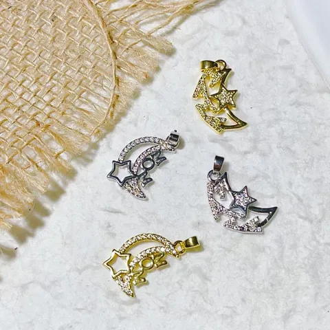 Fashion Zirconia Moon Cat MOM Pendant Only Without Chain Copper Gold Silver Micro-Inlaid Moon Star Pendant DIY Clavicle Necklace Accessories For Women