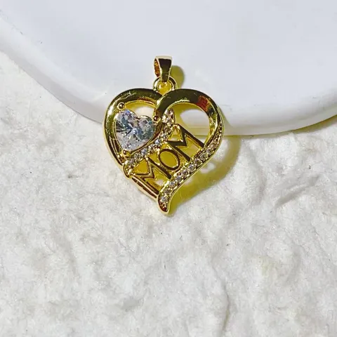 Copper Zirconia Heart Pendant Only Without Chain For Women Mom Letter Micro Inlaid Heart Pendant Jewelry Accessory For Mother's Day