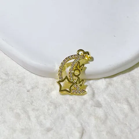 Fashion Zirconia Moon Cat MOM Pendant Only Without Chain Copper Gold Silver Micro-Inlaid Moon Star Pendant DIY Clavicle Necklace Accessories For Women
