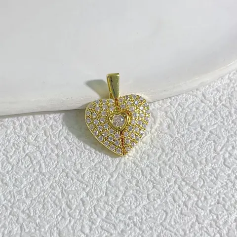 Kupfer Zu Öffnender Herz Anhänger Strass 18K Vergoldet Für Damen Nischendesign Vierblättriges Kleeblatt Engelflügel Anhänger Schmuck