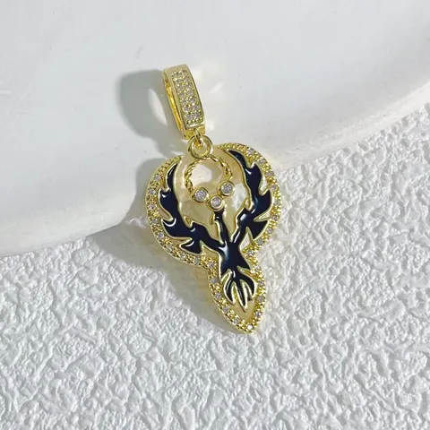 Angel Wings Hamsa Hand Heart Shield Charm Pendant With Universal Buckle Gold Rhinestone DIY Jewelry Making Accessories For Women