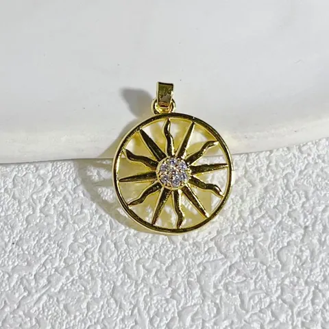 Euro-American Copper Gold Filled Zirconia Round Pendant Sun Micro Pave Inlaid Charms For Earring DIY Jewelry Making Craft