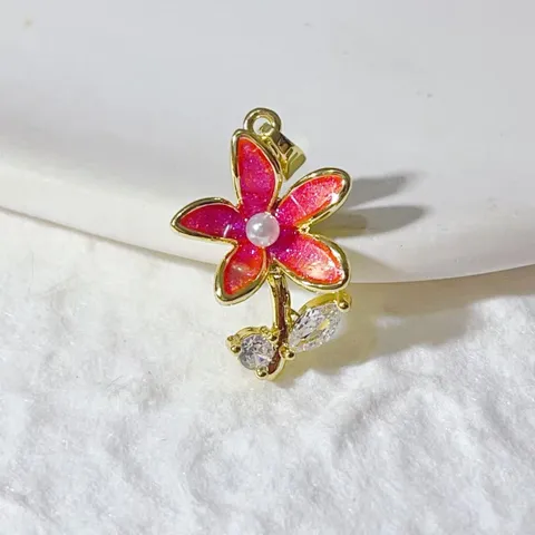 Brass Rhinestone Flower Heart Charms For DIY Jewelry Making Pendants Enamel Artificial Pearl Micro Inlaid Floral Pendants For Necklace Bracelet