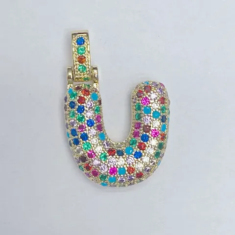 Vergoldeter Kupfer Strass Alphabet Anhänger Bunte Kristall Initiale Buchstabe Charms Für DIY Halskette Schmuckherstellung Zubehör
