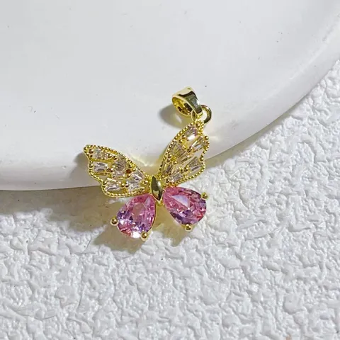 Schmetterling Mikro-Pave Strass Anhänger Kupfer Vergoldet Künstliche Perle Charme Für DIY Schmuckherstellung Zubehör Süßer Modeschmuck
