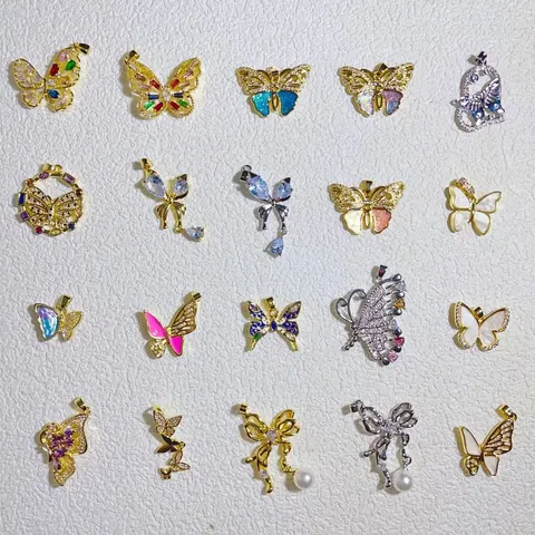Süß Niedlich Kupfer Vergoldet Schmetterling Schleife Anhänger Strass DIY Schmuckherstellung Zubehör Findings