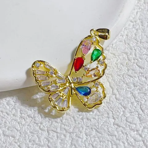 Süß Niedlich Kupfer Vergoldet Schmetterling Schleife Anhänger Strass DIY Schmuckherstellung Zubehör Findings