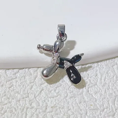 Gold-Plated Copper Enamel Balloon Dog Charm Sweet Cool Rhinestone Drip Oil Pendant For DIY Necklace Bracelet Jewelry Making