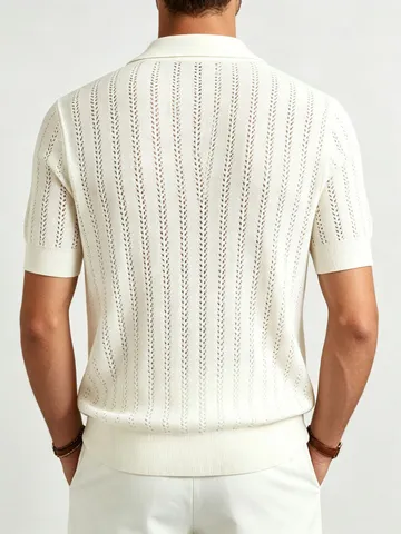 Ανδρικό Smart Casual Διάτρητο Πλεκτό Πολυεστέρας Γιακάς Πόλο Κοντό Μανίκι Μονόχρωμο Αναπνεύσιμο Πουκάμισο για Γραφείο Καθημερινό