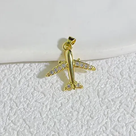 Colgante de Avión 3D Estrás Cobre Amuleto Para DIY Collar Pulsera Oro 18K Plata Chapado Accesorios Joyería Avión Para Mujer