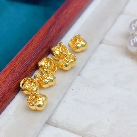 Matte Gold Plated Copper Persimmon Pendant Chinese Style Lucky Fruit Charm For DIY Bracelet Necklace Jewelry Making