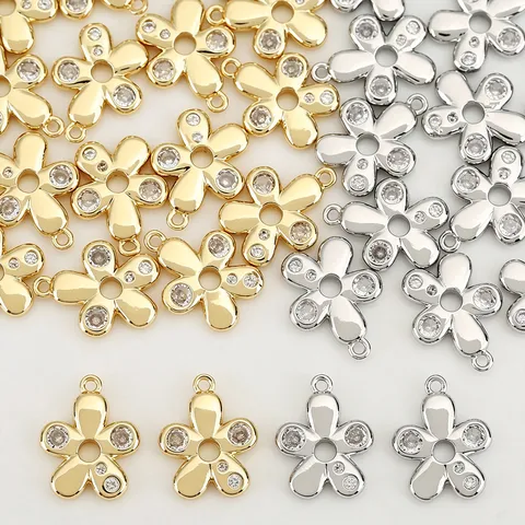 Exquisite Blume Anhänger DIY Schmuck Zubehör Kupfer Strass Anhänger Für Halskette Armband Ohrring Gold Silber Galvanisiert DIY Handwerk Material