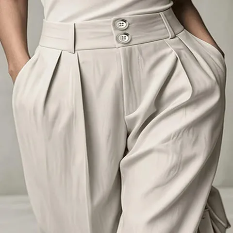 Women's High Waist Pleated Tapered Pants Solid Color Loose Drape Casual Office Trousers Chic Commuter Harem Pants