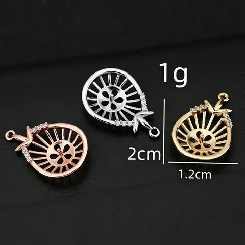 Koperen Achttien Karaat Vergulde Holle Waterdruppel Hanger Basis Met Zirconia Parelzetting DIY Sieraden Maken Onderdeel