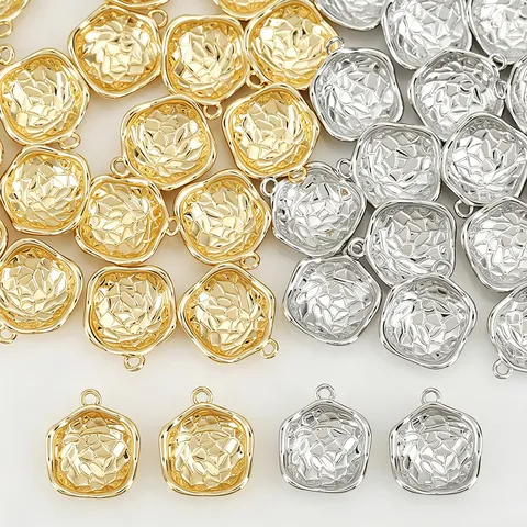 Irregular Round Disc Charms 18K Gold Plated Copper Pendants DIY Earrings Necklace Jewelry Making Findings Accessory Women Men
