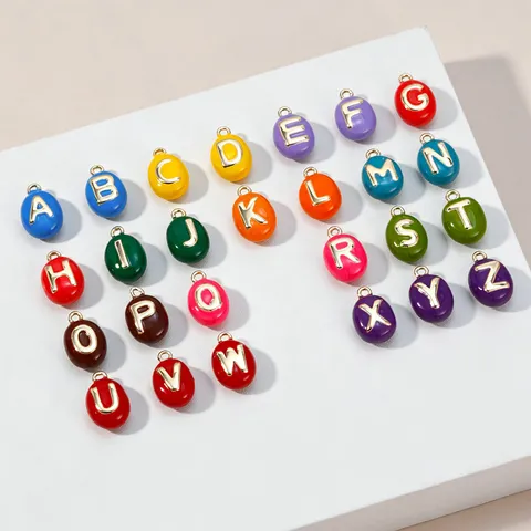 Emaille Alfabet Hanger Voor Sieraden Maken DIY Accessoires Koper Verguld Letter Charms Voor Ketting Armband Hanger Alleen