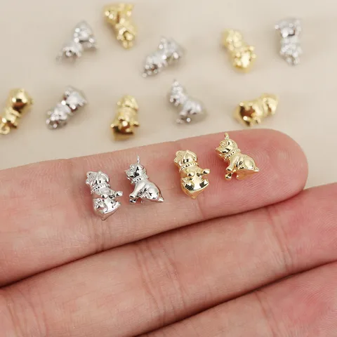 Mignon Créatif Pendentif Chiot Bouledogue Français 3D Or Argent Plaqué Cuivre Animal Charme Pour La Fabrication de Bijoux Artisanat DIY Fait Main Collier Bracelet