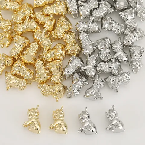 Mignon Créatif Pendentif Chiot Bouledogue Français 3D Or Argent Plaqué Cuivre Animal Charme Pour La Fabrication de Bijoux Artisanat DIY Fait Main Collier Bracelet