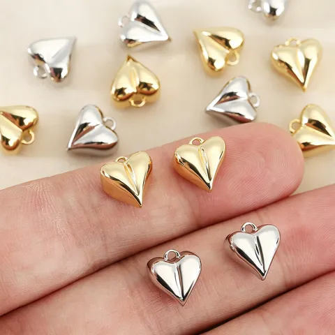 18K Vergoldet Massives Kupfer Herzform Anhänger Charme Für DIY Schmuckherstellung Material Halskette Armband Zubehör