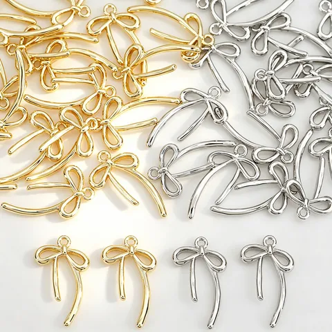 Minimalistische Koperen Vergulde Strik Hanger Lint Bedels Glad Asymmetrische Strik Hangende Drop Voor DIY Craft Sieraden Maken Accessoires Onderdelen