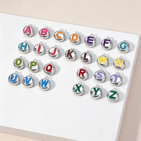 Koperen Dubbelzijdige Emaille Alfabet Bedels Ronde Letter Hangers Voor DIY Ketting Armband Sieraden Maken Accessoires