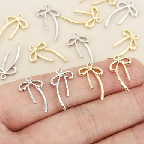 Minimalistische Koperen Vergulde Strik Hanger Lint Bedels Glad Asymmetrische Strik Hangende Drop Voor DIY Craft Sieraden Maken Accessoires Onderdelen