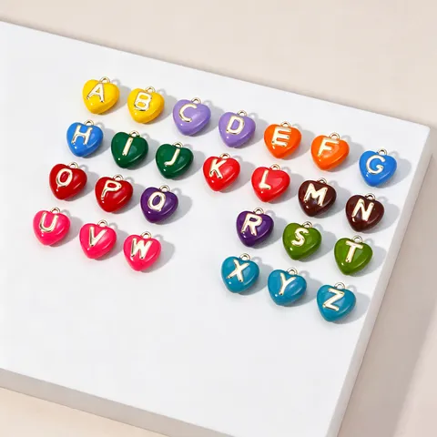 Hart Emaille Initiële Letter Hanger Koper A-Z Alfabet Bedels Voor DIY Sieraden Maken Kettingen Armbanden Accessoires