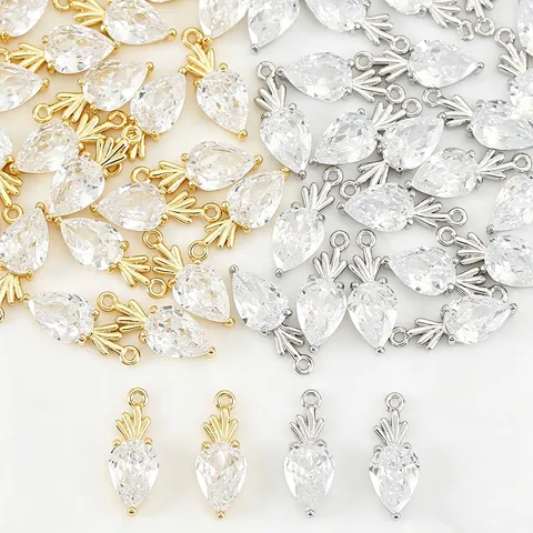 Cute Carrot Pendant Copper Gold Silver Plated Rhinestone Mini Vegetable Charm For DIY Jewelry Making Accessories Women