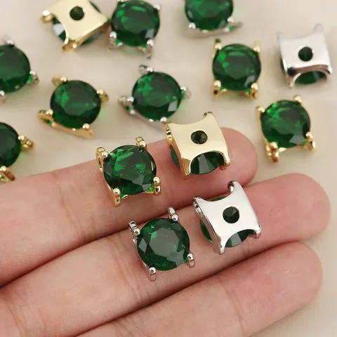 Kupfer 18k Vergoldet Zirkonia Anhänger DIY Schmuck Zubehör Geometrische Facettierte Stein Charms Für Halsketten Ohrringe