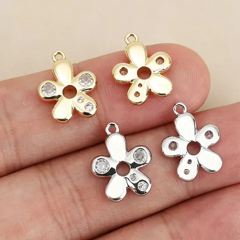 Exquisite Blume Anhänger DIY Schmuck Zubehör Kupfer Strass Anhänger Für Halskette Armband Ohrring Gold Silber Galvanisiert DIY Handwerk Material