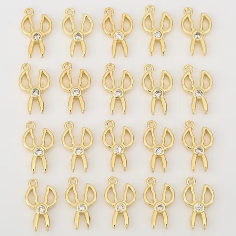 Ciondolo a Forbice in Rame con Zirconia Accessorio Fai da Te Gioielli Placcato Oro 18K Argento 3D Ciondolo per Collana Bracciale Artigianato