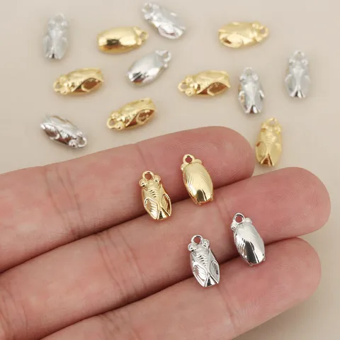 3D Cicada Pendant Copper 18k Gold Plated Insect Charm Creative Good Luck Jewelry Making Accessories DIY Crafts Pendant
