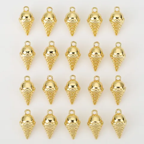 Süßer Eistüten Anhänger Kupfer 18K Gold Silber Plattiert Charme Für DIY Schmuckherstellung Halskette Ohrring Zubehör