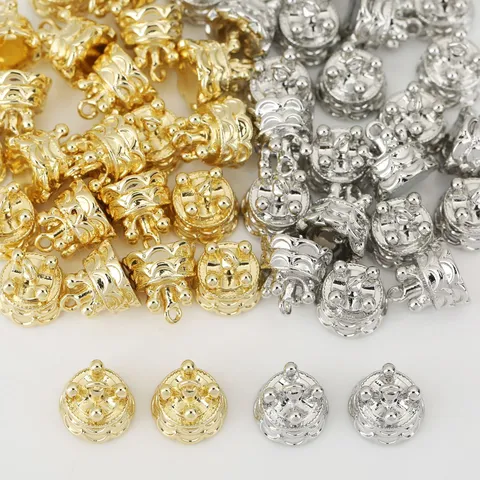 Vintage Palace Style Crown Pendant Copper 18K Gold Plated DIY Jewelry Charms For Necklace Bracelet Making Women Retro Accessories